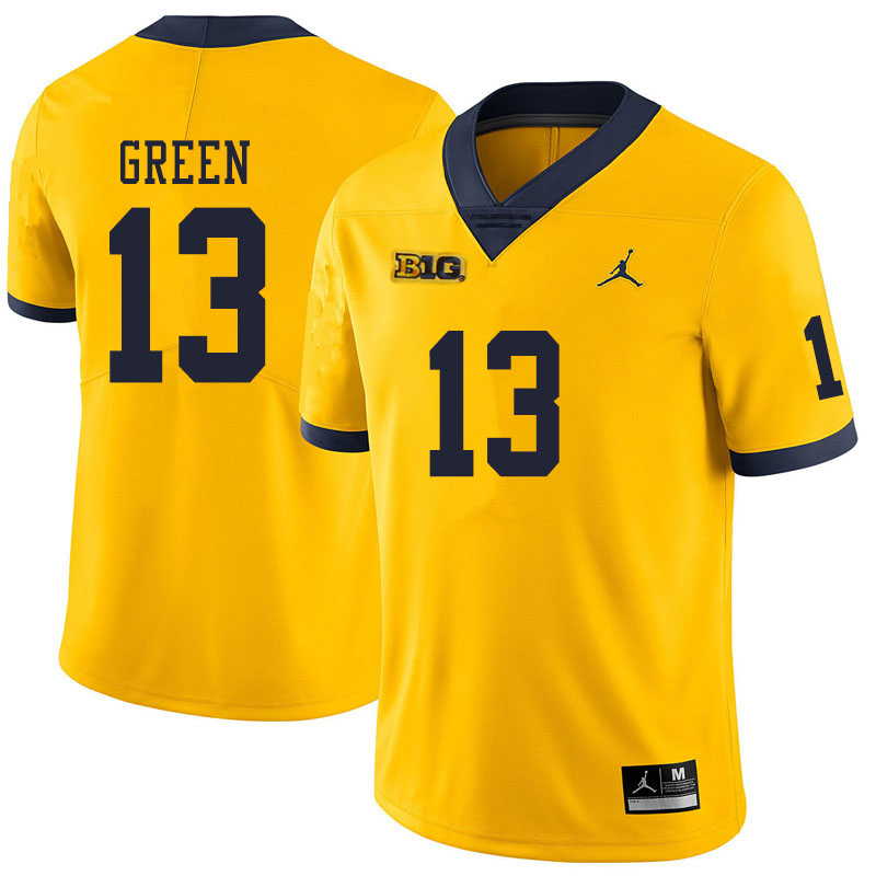 Men #13 German Green Michigan Wolverines College Football Jerseys Sale-Yellow